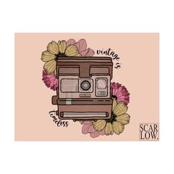 Vintage is Timeless PNG-Sublimation Design Download-Vintage sublimation, floral camera png, old camera png, photographer