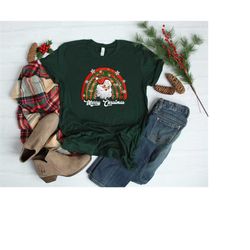santa rainbow christmas shirt, merry christmas shirt, merry christmas rainbow shirt, christmas family shirt, christmas g