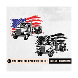 american flag trucker | semi truck svg | 18 wheeler | 16 wheeler | 22 wheeler | big truck silhouette | truck cut file |