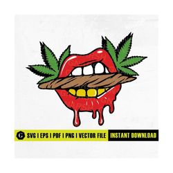 red lips with cannabis joint svg | lips smoking weed svg | smoking lips svg | smoking cannabis svg | smoking joint svg |