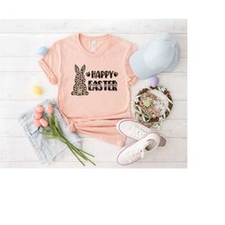 leopard happy easter shirt, leopard bunnies shirt, bunny tee, easter bunny tshirt, cute easter shirt, family matching, w
