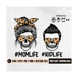 mom life kid life svg | mom life svg | leopard mom skull svg | messy bun skull svg | momlife svg | mom life kid life png