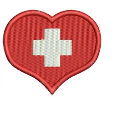 heart and medical cross red cross embroidery, medical pattern, healthcare design
