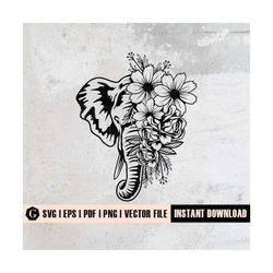 floral elephant svg file | elephant clipart | elephant svg | flowers elephant svg | floral animal svg | farmhouse svg |