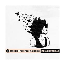 afro woman svg | hairstyle svg | melanin svg | high bun svg | black girl magic svg | afro black woman | curly hair svg |