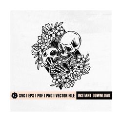 skull lovers svg | skeleton couple | skeletons kissing | skull silhouette | skull clipart | death svg | bones of human |