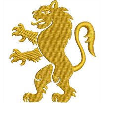 heraldic lion machine embroidery design 2 inch hat size available