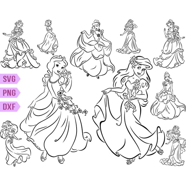 Disney Princess Outline svg, Princess svg, Disney Princess s - Inspire ...