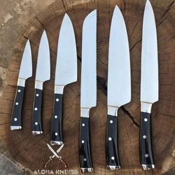 d2 steel kitchen knife set with horn handle
