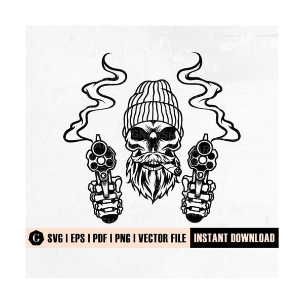 Machine Gun Rapper Svg File Gangster Svg | Gangsta Svg | Guns and Skull Svg | Skull and - Inspire ...