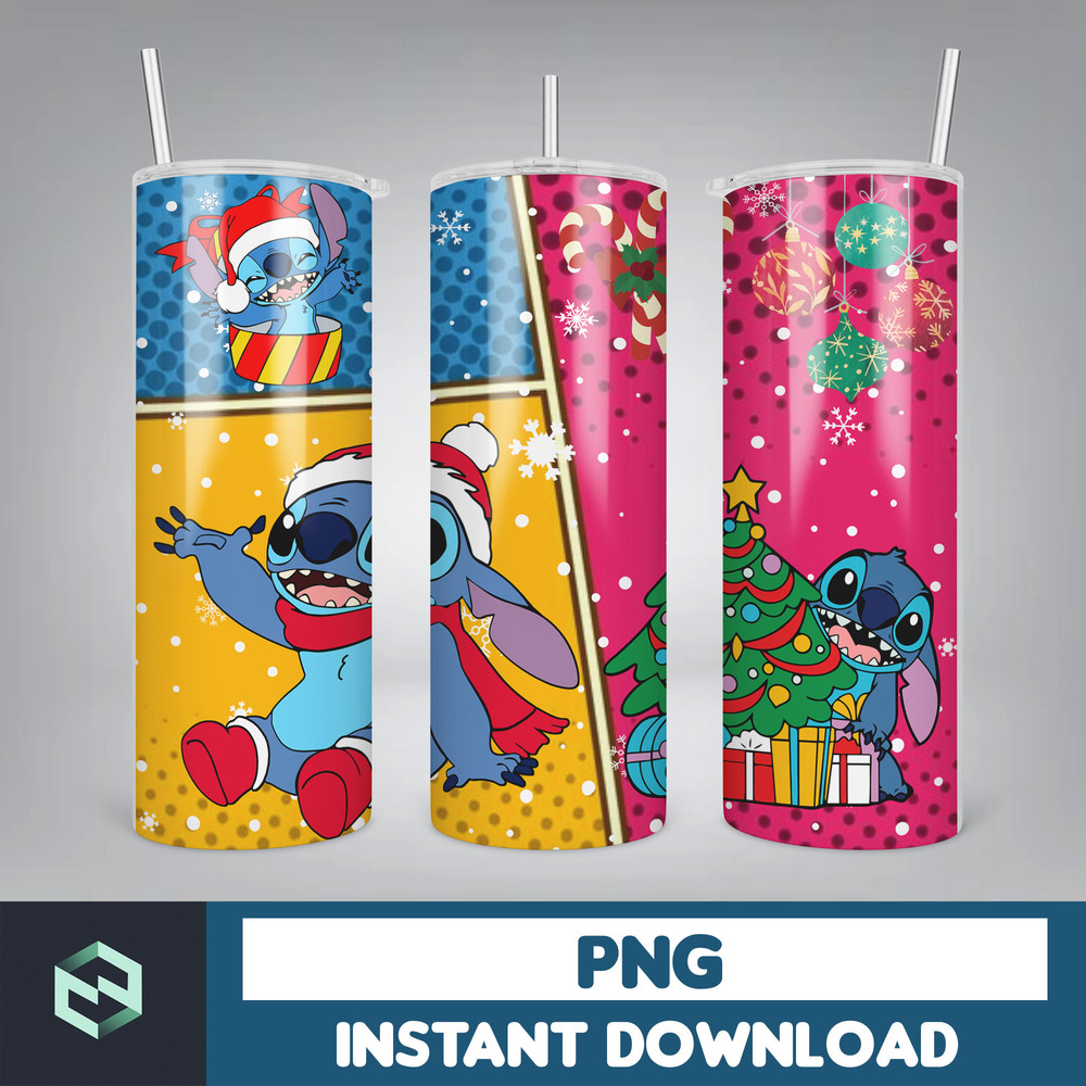 Christmas Stitch Tumbler Wrap, Stitch Sublimation Designs, 20 oz Skinny Tumbler PNG Sublimation, Stitch Tumbler Wrap PNG (6).jpg