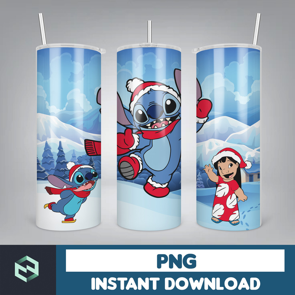 Christmas Stitch Tumbler Wrap, Stitch Sublimation Designs, 20 oz Skinny Tumbler PNG Sublimation, Stitch Tumbler Wrap PNG (94).jpg