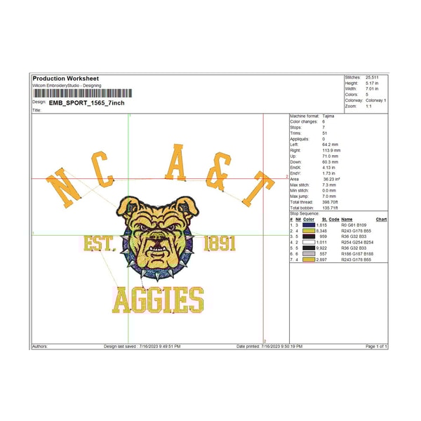 North Carolina A&T Aggies embroidery design, NCAA Logo Embro | Inspire ...