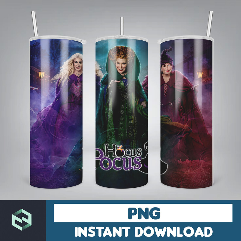 Hocus Pocus Tumbler Wrap, Sanderson Sisters Tumbler PNG, Hocus Witches Designs, Halloween Sublimation 20 oz Skinny Tumbler (15).jpg