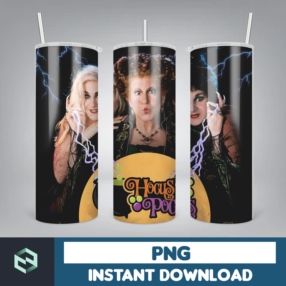 Hocus Pocus Tumbler Wrap, Sanderson Sisters Tumbler PNG, Hocus Witches Designs, Halloween Sublimation 20 oz Skinny Tumbler (17).jpg