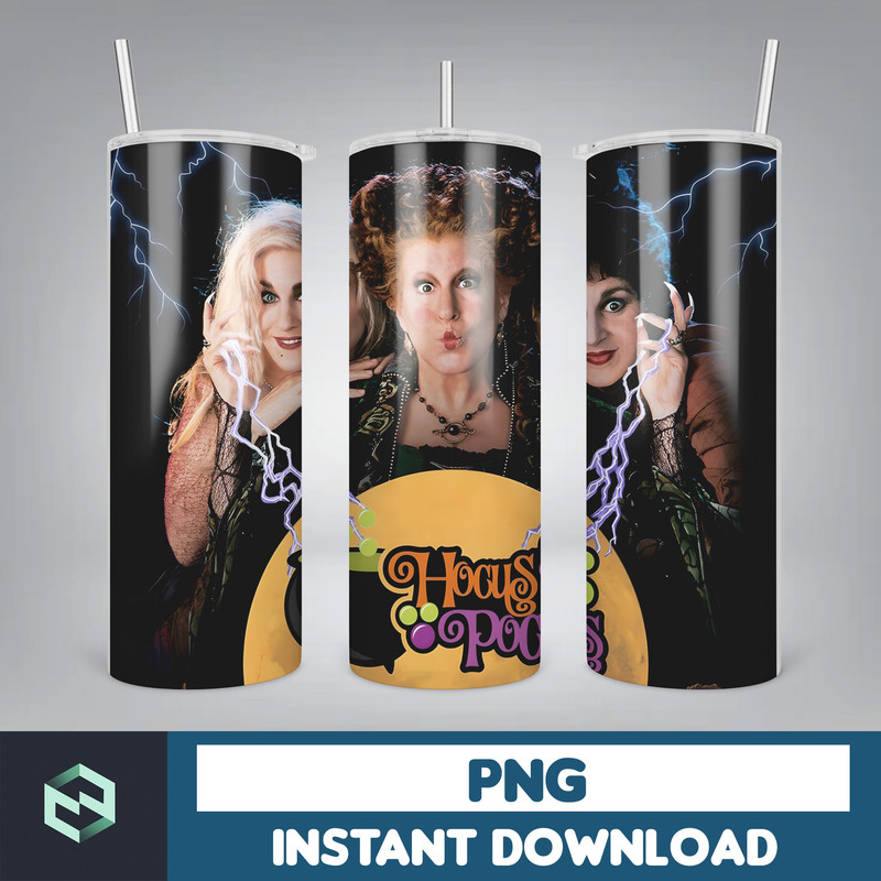 Hocus Pocus Tumbler Wrap, Sanderson Sisters Tumbler PNG, Hocus Witches Designs, Halloween Sublimation 20 oz Skinny Tumbler (17).jpg