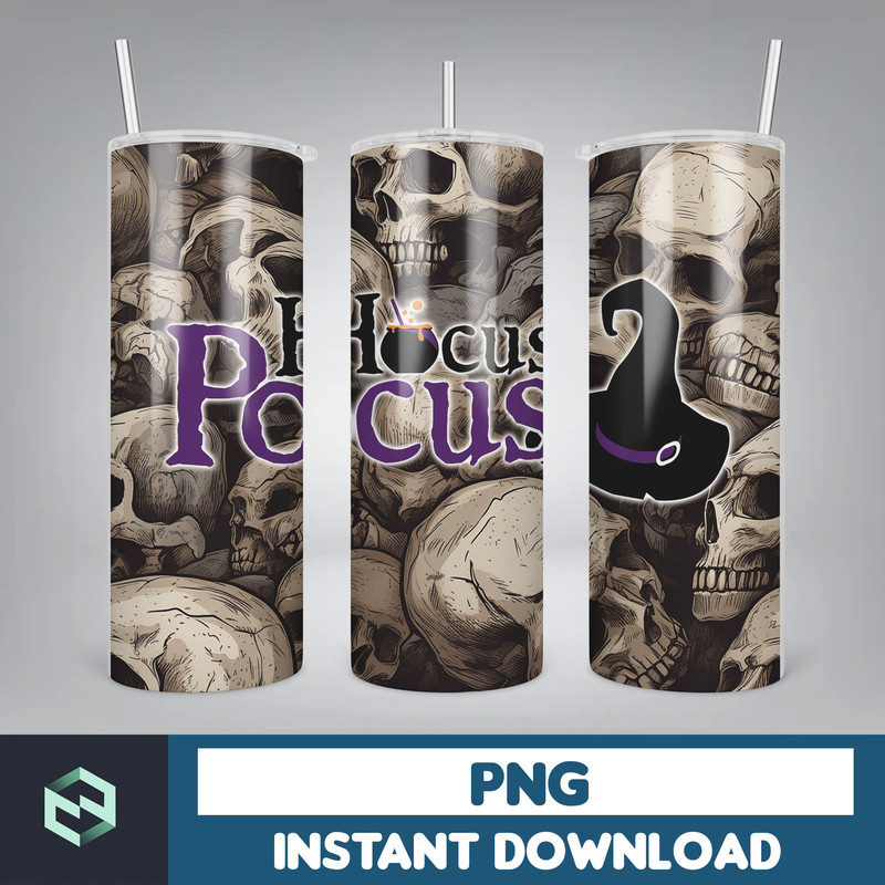 Hocus Pocus Tumbler Wrap, Sanderson Sisters Tumbler PNG, Hocus Witches Designs, Halloween Sublimation 20 oz Skinny Tumbler (2).jpg