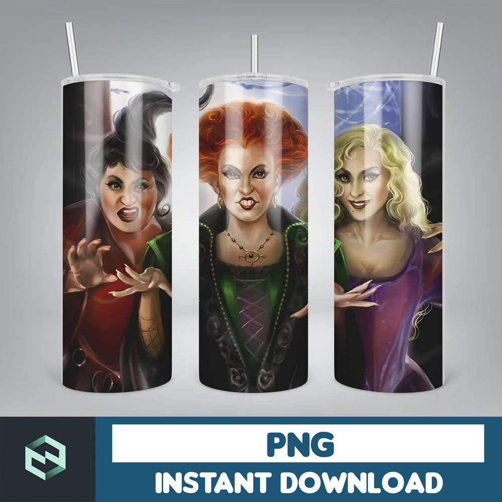 Hocus Pocus Tumbler Wrap, Sanderson Sisters Tumbler PNG, Hocus Witches Designs, Halloween Sublimation 20 oz Skinny Tumbler (7).jpg