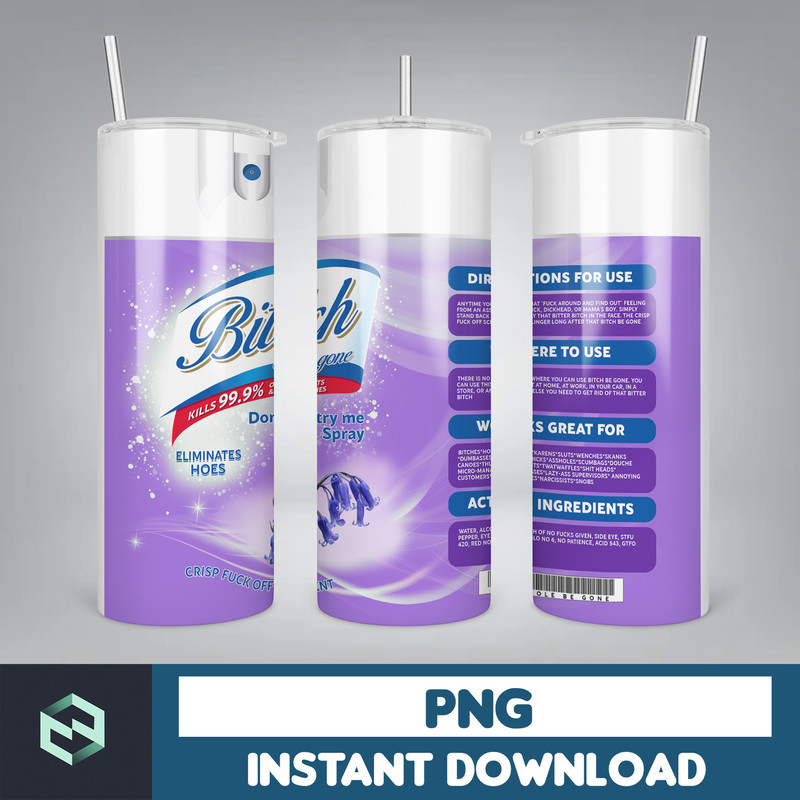 Bitch Spray Designs, Bitch Be Gone 20oz Tumbler Wrap PNG File For Sublimation, Rainbow Bitch Spray, Tumbler PNG (19).jpg