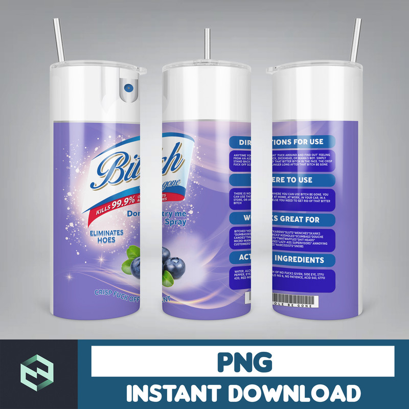 Bitch Spray Designs, Bitch Be Gone 20oz Tumbler Wrap PNG File For Sublimation, Rainbow Bitch Spray, Tumbler PNG (8).jpg