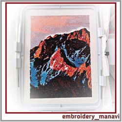 machine embroidery design photo stitch "sunset in the mountains"