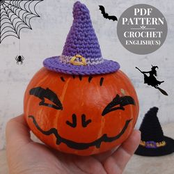 Easy crochet witch hat pattern. Halloween crochet pattern beginners. DIY Halloween decor.