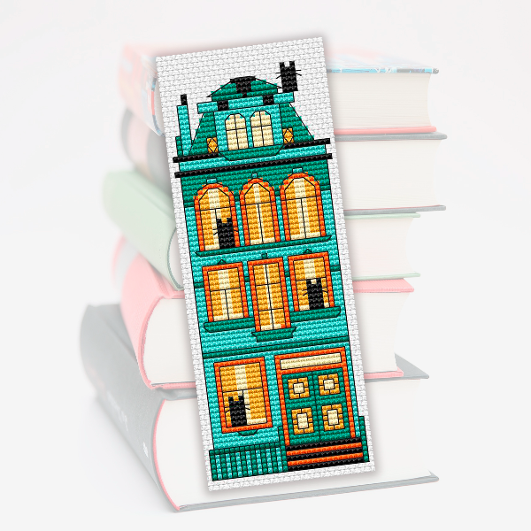 cross stitch bookmark pattern cat house
