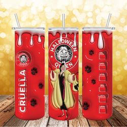 cruella i halloween coffeetumbler png, 3d tumbler wrap, straight tumbler png design 20oz/ 30oz tumbler png, png file