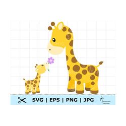 Mom and Baby Giraffe SVG. Cricut cut files, layered. Silhouette, DXF. Baby giraffe clipart. Giraffe png. Mother giraffe