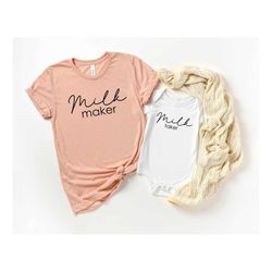 mom and baby shirts, milk maker milk taker shirts, funny mom shirts, funny baby onesies, mothers day gift, birthday mom