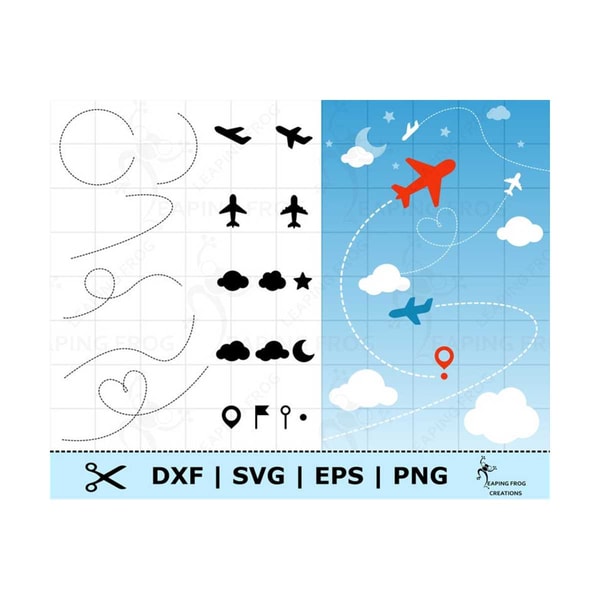 Airplane Trails svg. Airplane svg. Cut files. Moon, clouds, - Inspire ...