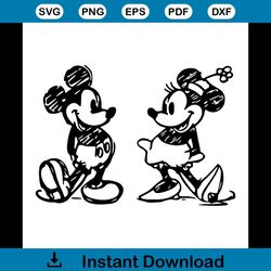 disney mickey and minnie sketch svg, trending svg, minnie sketch svg, mickey sketch svg, classic mickey svg, classic min