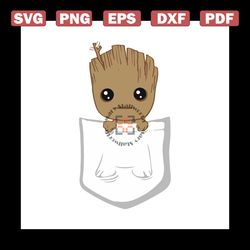 baby groot in pocket svg, disney svg, guardians of galaxy, baby groot svg, groot svg, disney groot svg, groot guardians