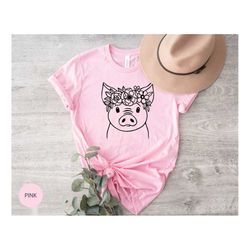 pig shirt, floral pig shirt,  farm shirt, farm girl shirt, farm animal shirt, boho pig tshirt, pig lover shirt, kids pig