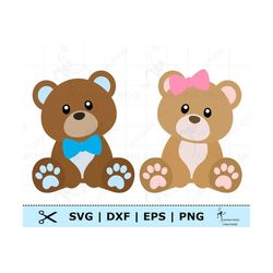 Bear SVG. PNG . Cricut Cut Files, Silhouette, layered files. Teddy Bear Boy, Girl. Cute. Zoo animals. Instant download.