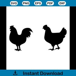 rooster and hen svg, animal svg, rooster svg, hen svg, rooster hen svg, hen rooster svg, chicken svg, farm animal svg, c