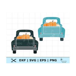 Pumpkin Truck SVG. PNG. Cricut cut files, layered. Silhouette. Halloween svg. Retro Pickup Truck, DXF eps. Vector, Clipa