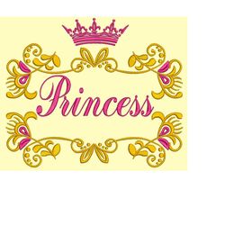 princess ornament and crown machine embroidery design