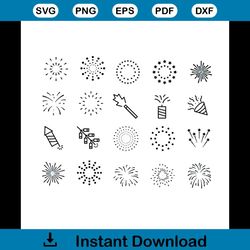 firework line icon set happy new year svg, trending svg, happy new year svg, firework svg, firework bundle svg files, ha