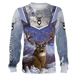 deer hunting winter camo customize name 3d all over printed shirts personalized gifts for deer hunters chipteeamz nqs143