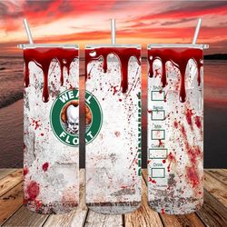 Penny Coffee Themed Blood Drip Horror Movie PNG, 3D Tumbler Wrap, Straight Tumbler PNG Design 20oz/ 30oz Tumbler PNG