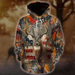 deers hunting american flag hoodie h