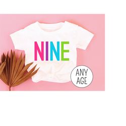 9th birthday shirt girl, ninth birthday tshirts, nine year old birthday girl shirt, 9 year old birthday gift