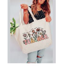 floral teacher tote bag, teacher gifts for teacher back to school gift, teach them love them watch them grow
