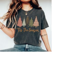 vintage christmas shirt, retro christmas trees comfort colors christmas tshirt, holiday tees and sweaters, christmas cre