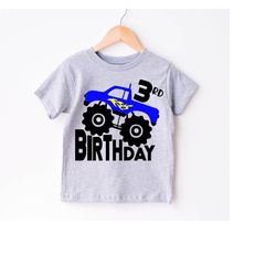monster truck 3rd birthday shirt boy, third birthday shirt, three t shirt, boys 3 t-shirt, boy birthday tee