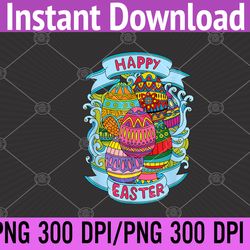 novelty colorful easter eggs with beautiful pattern png digital download