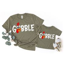 gobble gobble thanksgiving shirt, turkey shirt, mommy and me outfits, toddler girl thanksgiving 2023 tshirt, happy turke