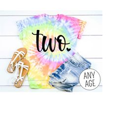 two birthday shirt girl, tie dye 2nd birthday girl shirt, two year old birthday girl shirt