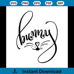 bunny word art bunny face hand lettered svg